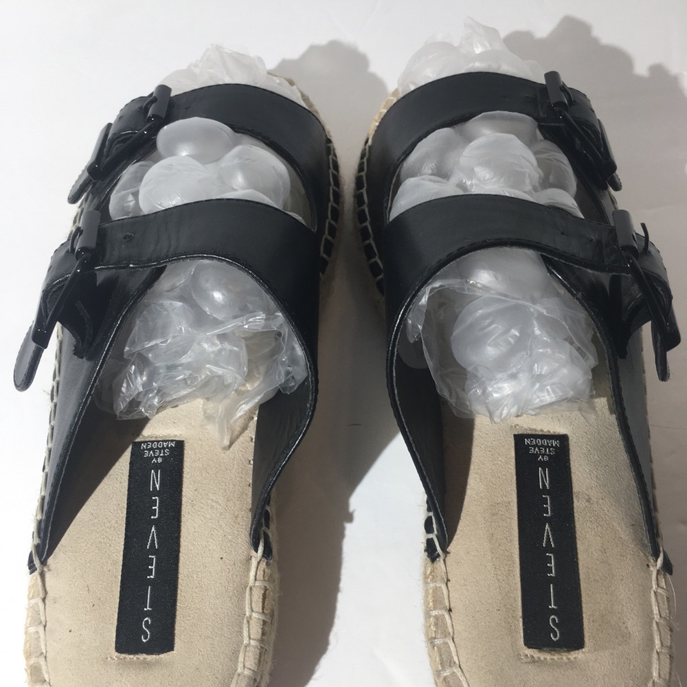 Steven by Steve Madden Lapis Black Leather platform flip flop sandals womans 9.5 - Picture 5 of 12
